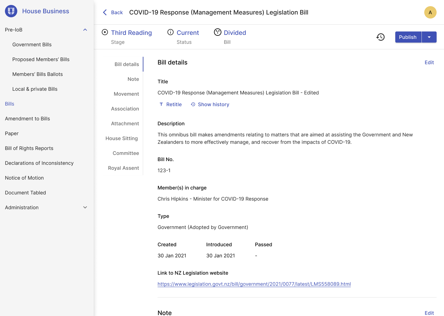 bill details