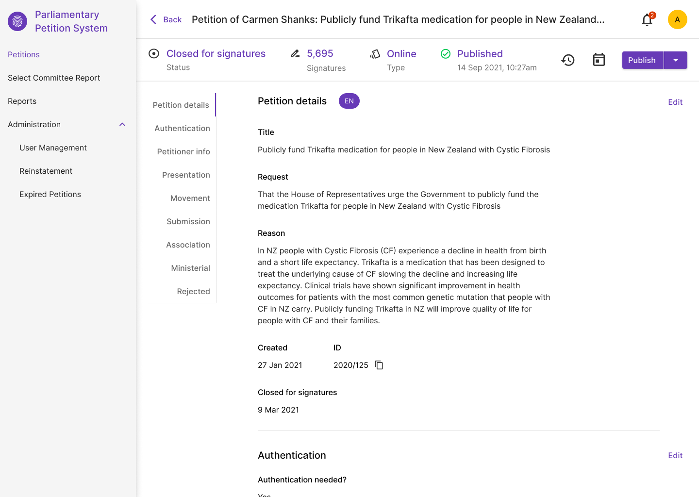 petition details