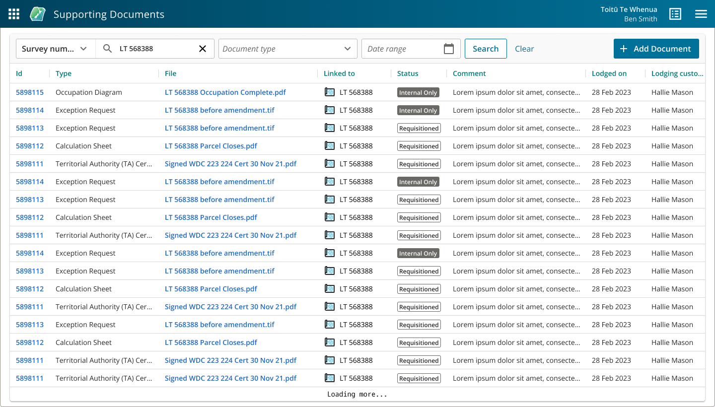 supporting-document-list-view